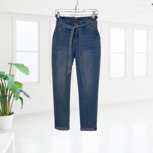 Almost Famous Paperbag Waist Denim Jeans Size Medium | Tie Belt | High Rise